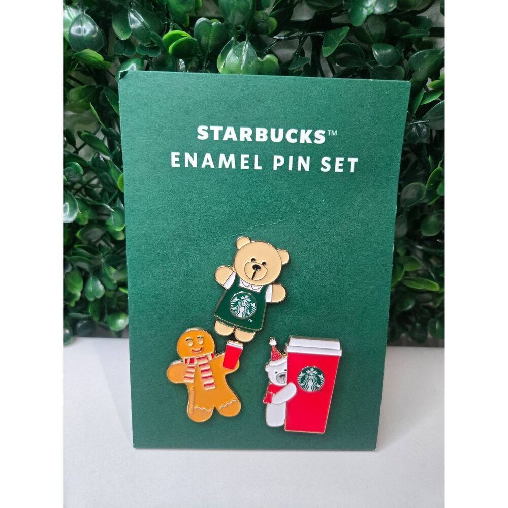 This is a 2025‎ Starbucks Holiday Christmas 3 Piece Enamel Pin Set.